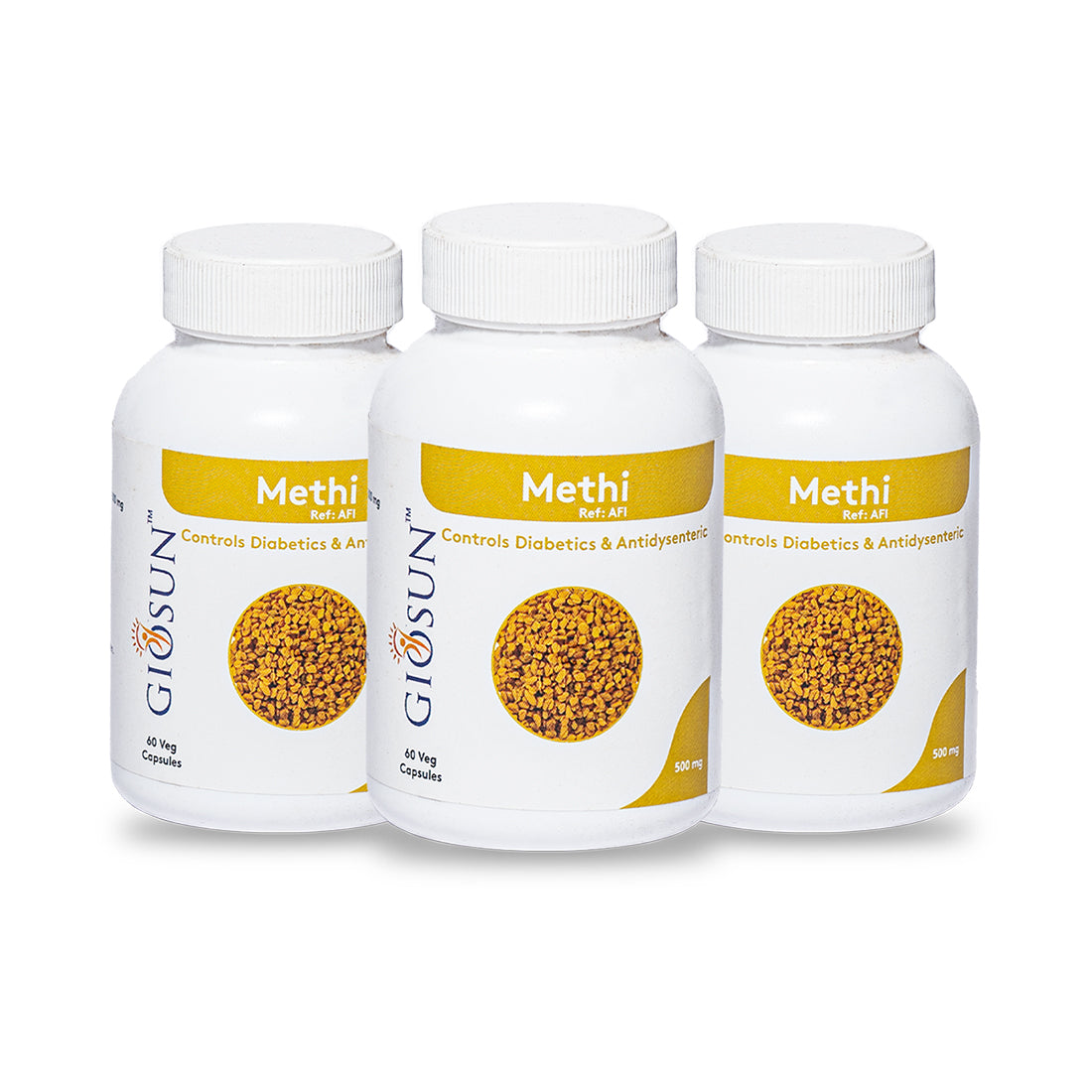 Methi Capsules - Helps to Lower the Risk of Heart & BP | Maintain Sugar Levels (60 Capsules - 500/1000mg - Veg)
