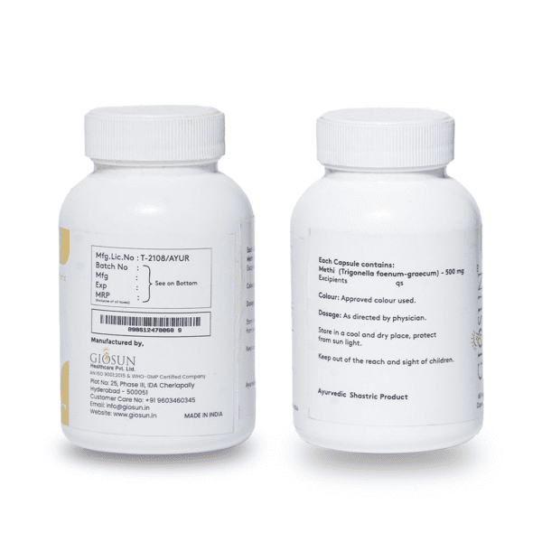 Methi Capsules - Helps to Lower the Risk of Heart & BP | Maintain Sugar Levels (60 Capsules - 500/1000mg - Veg) - Image 6