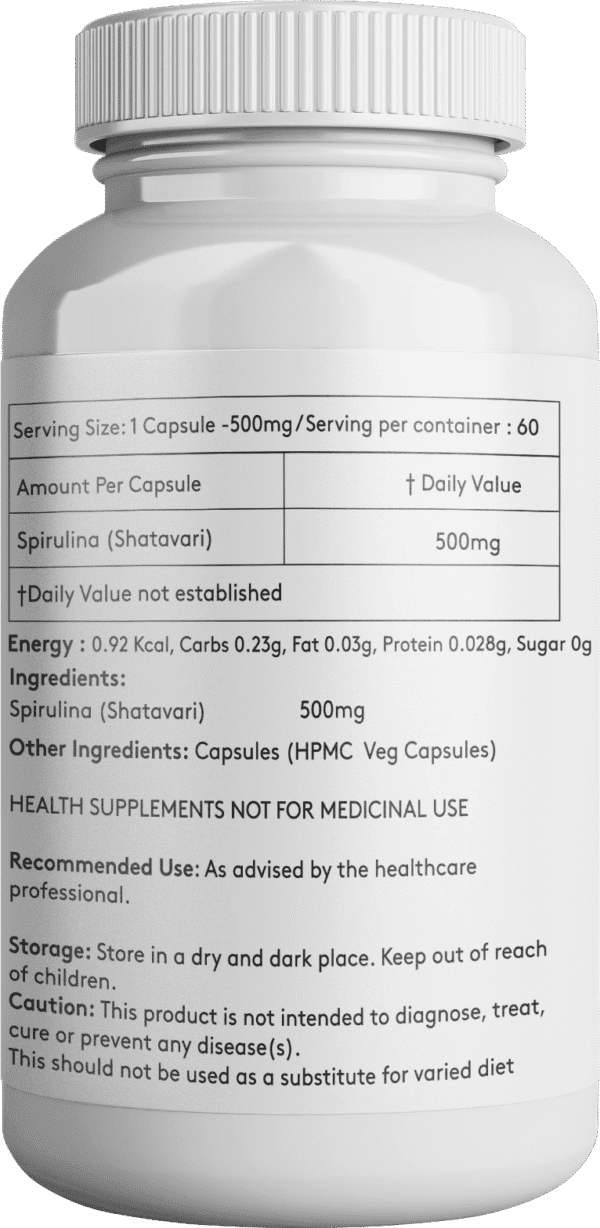 Spirulina with Shatavari - 500mg Capsule - Image 3